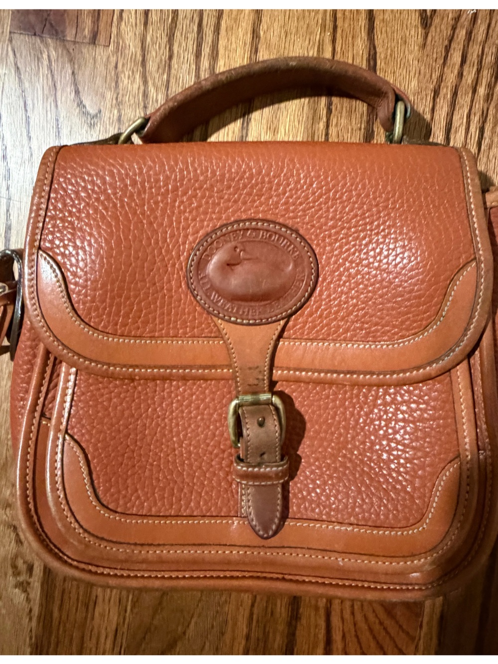 Dooney & Bourke Pebbled Leather Saddle Brown Shoulder Bag